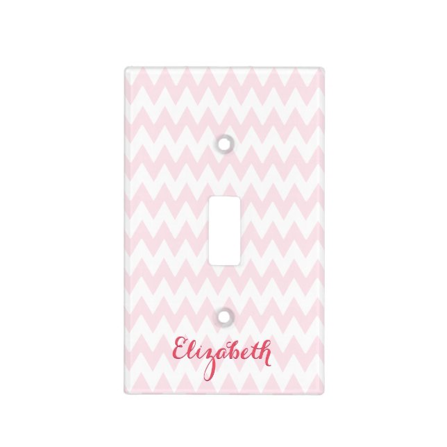 Modern Pink Monogrammed Nursery Girls Kids Room Light Switch Cover (Front)