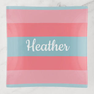 Modern Pink Monogrammed Trinket Tray