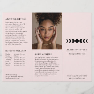 Modern Pink Moon Phases Elegant Tri-fold Brochure