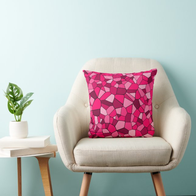 Modern Pink Mosaic Pattern Throw Pillow (Chair)