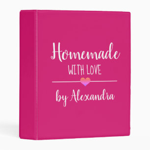 Modern pink Name Recipe Mini Binder