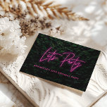 Modern pink neon foliage lets party contemporary  invitation<br><div class="desc">Neon pink funky modern lets party invitation. Featuring on trend green foliage wall backer with fun bright pink lets party neon tube sign. Text is available in other colors.</div>