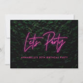 Modern pink neon foliage lets party contemporary  invitation (Front)