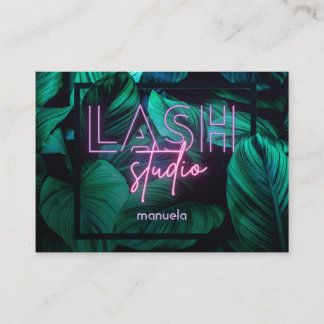 Modern Pink Neon Lash Studio Professonal Business Card