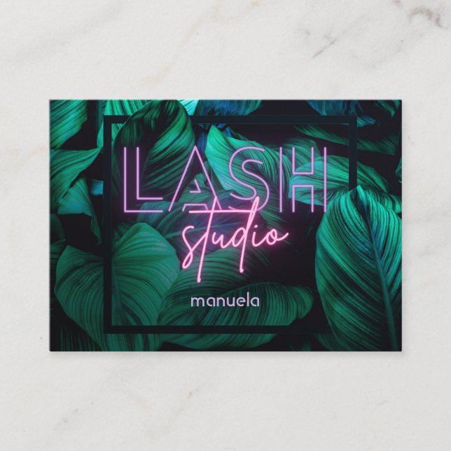 Modern Pink Neon Lash Studio Professonal Business Card (Front)