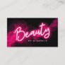 Modern Pink Neon & Smoke Beauty Salon Business Card