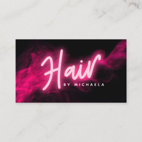 Modern Pink Neon  Smoke Hair Stylst Business Card
