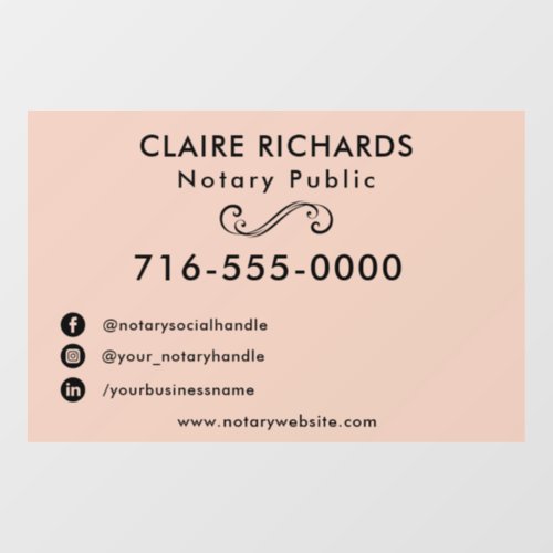 Modern Pink Notary Public Social Media Car Window Cling