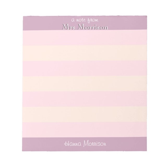 Modern Pink Office School Teacher Mom Student Note (Front)