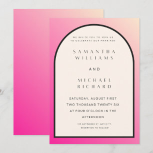 Modern Pink Ombre Arch Wedding Invitation - Custom