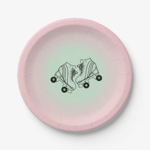 Modern Pink Ombre Roller Skating Paper Plates