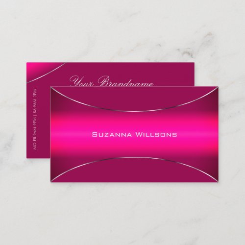 Modern Pink Ombre with Silver Border Professional Business Card