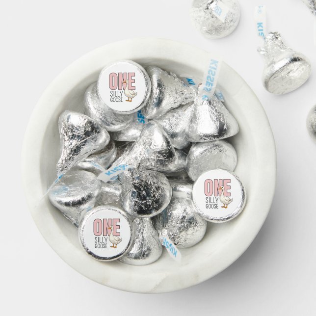 Modern Pink One Silly Goose First Birthday Hershey®'s Kisses® (Assorted)