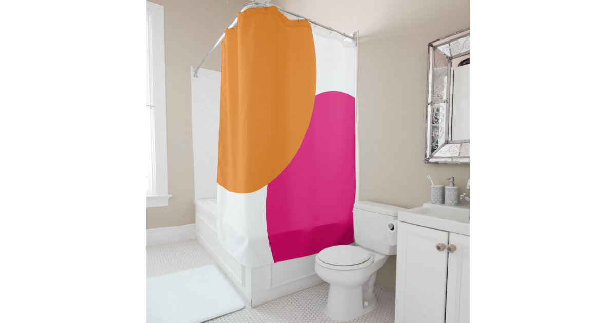 Modern Pink &amp; Orange Abstract Shower Curtain | Zazzle