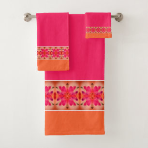 Modern Pink Orange And Purple Bath Towel Set