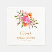 Modern Pink Orange Floral Bridal Shower Custom