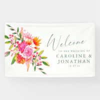 Modern Pink Orange Floral Custom Wedding Welcome