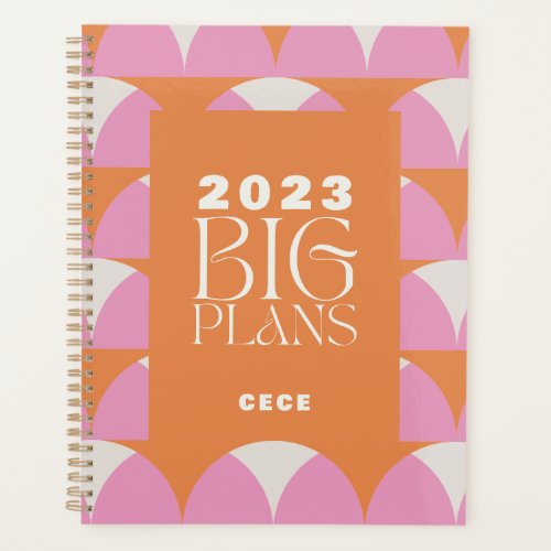 Modern pink orange geometric big plans planner