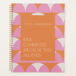 Modern pink orange geometric love completely gift planner
