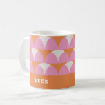 Modern pink orange geometric retro personalized coffee mug<br><div class="desc">Modern pink orange geometric retro personalized minimal unique budget bright bold best-seller. Ideal Christmas,  birthday,  anniversary,  graduation,  mothers day,  fathers day,  new year gift.</div>