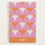 Modern pink orange geometric retro personalized planner<br><div class="desc">Modern pink orange geometric retro personalized minimal unique budget bright bold best-seller. ideal Christmas,  birthday,  anniversary,  graduation,  mothers day,  new year,  school year organisation.</div>
