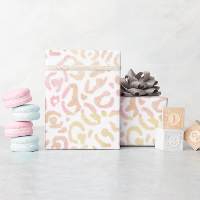 Modern Pink Orange Leopard Animal Print Wrapping Paper (Baby Shower)