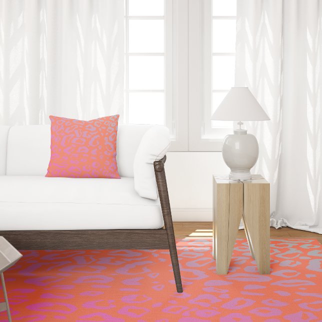 Modern Pink Orange Leopard Wild Animal Print Rug (Modern Pink Orange Leopard Wild Animal Print Rug)