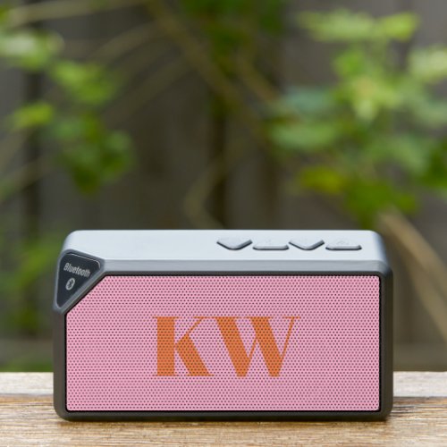 Modern Pink Orange Monogram Initials Personalized Bluetooth Speaker