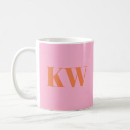Modern Pink Orange Monogram Initials Personalized Coffee Mug