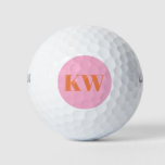 Modern Pink Orange Monogram Initials Personalized Golf Balls at Zazzle