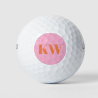 Modern Pink Orange Monogram Initials Personalized Golf Balls