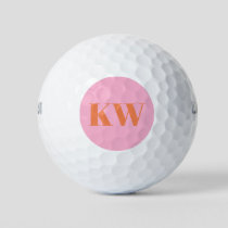 Modern Pink Orange Monogram Initials Personalized Golf Balls