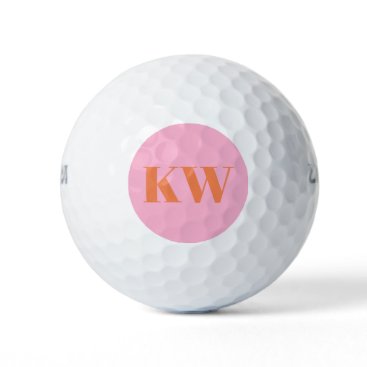 Modern Pink Orange Monogram Initials Personalized Golf Balls