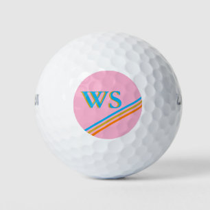 Modern Pink Orange Monogram Initials Personalized  Golf Balls