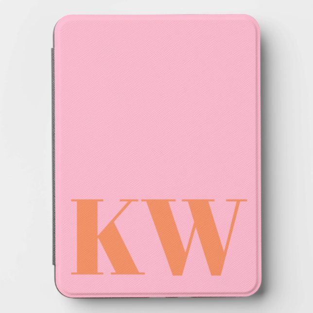 Modern Pink Orange Monogram Initials Personalized Kindle Cover (Front)