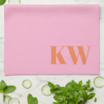 Modern Pink Orange Monogram Initials Personalized Kitchen Towel<br><div class="desc">Modern Pink Orange Monogram Initials Personalized kitchen towel</div>