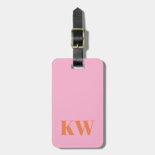 Modern Pink Orange Monogram Initials Personalized Luggage Tag