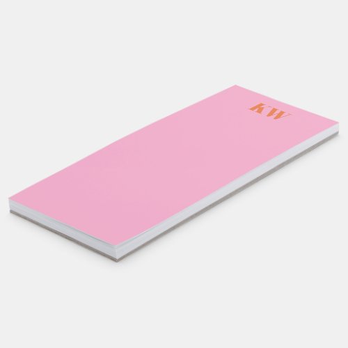 Modern Pink Orange Monogram Initials Personalized Magnetic Notepad