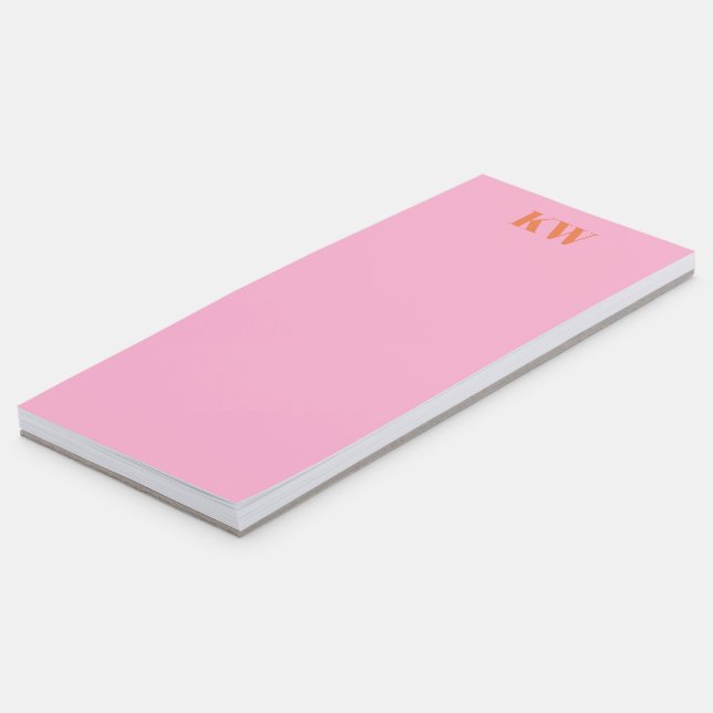 Modern Pink Orange Monogram Initials Personalized Magnetic Notepad (Angled)