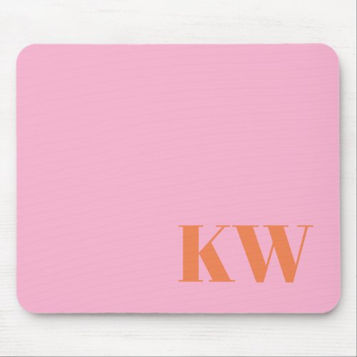 Modern Pink Orange Monogram Initials Personalized Mouse Pad