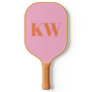 Modern Pink Orange Monogram Initials Personalized Pickleball Paddle