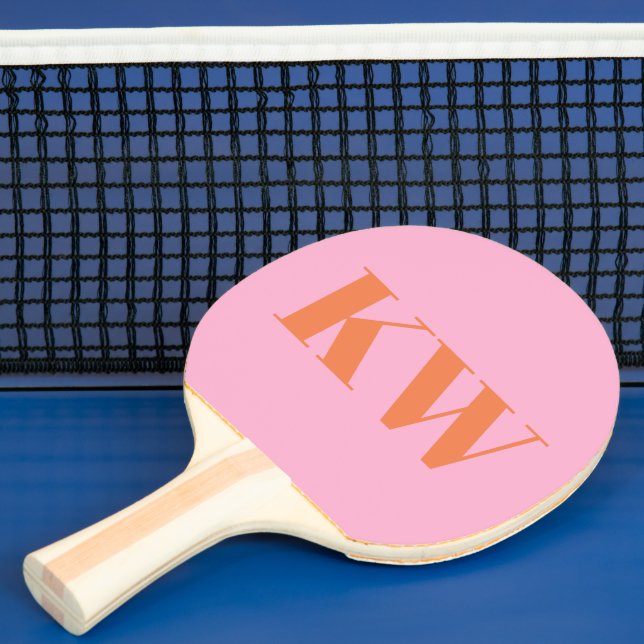 Modern Pink Orange Monogram Initials Personalized Ping Pong Paddle (Insitu)