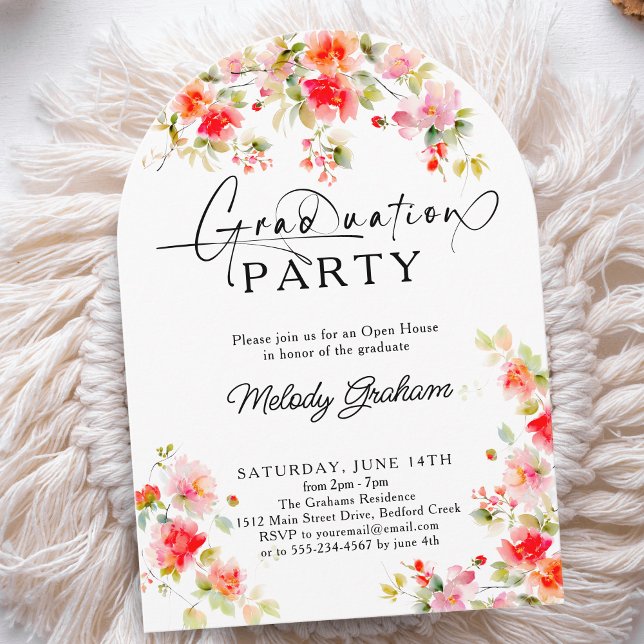 Modern Pink Orange Photo Graduation Arch Invitation (Creator Uploaded)