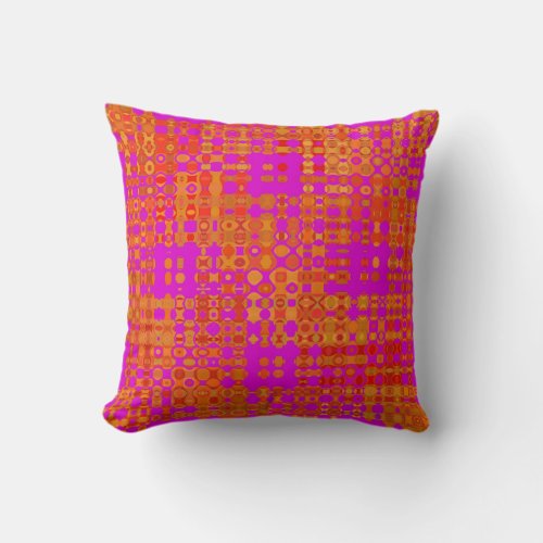 Modern Pink Orange Red Geometric Pattern Throw Pillow