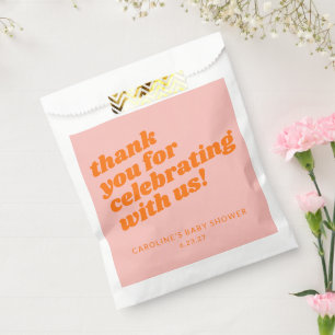 Modern Pink Orange Retro Baby Shower Thank You Favor Bag