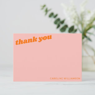 Modern Pink Orange Retro Graduation Personalized Thank You Card