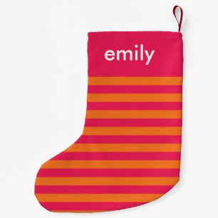 Modern Pink Orange Stripes Small Christmas Stocking