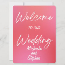 Modern Pink & Orange Sunset Wedding Invitation