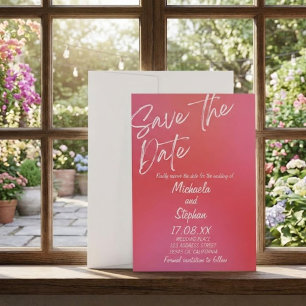 Modern Pink & Orange Sunset Wedding Invitation