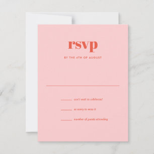 Modern Pink Orange Trendy Mix Match Wedding RSVP Card